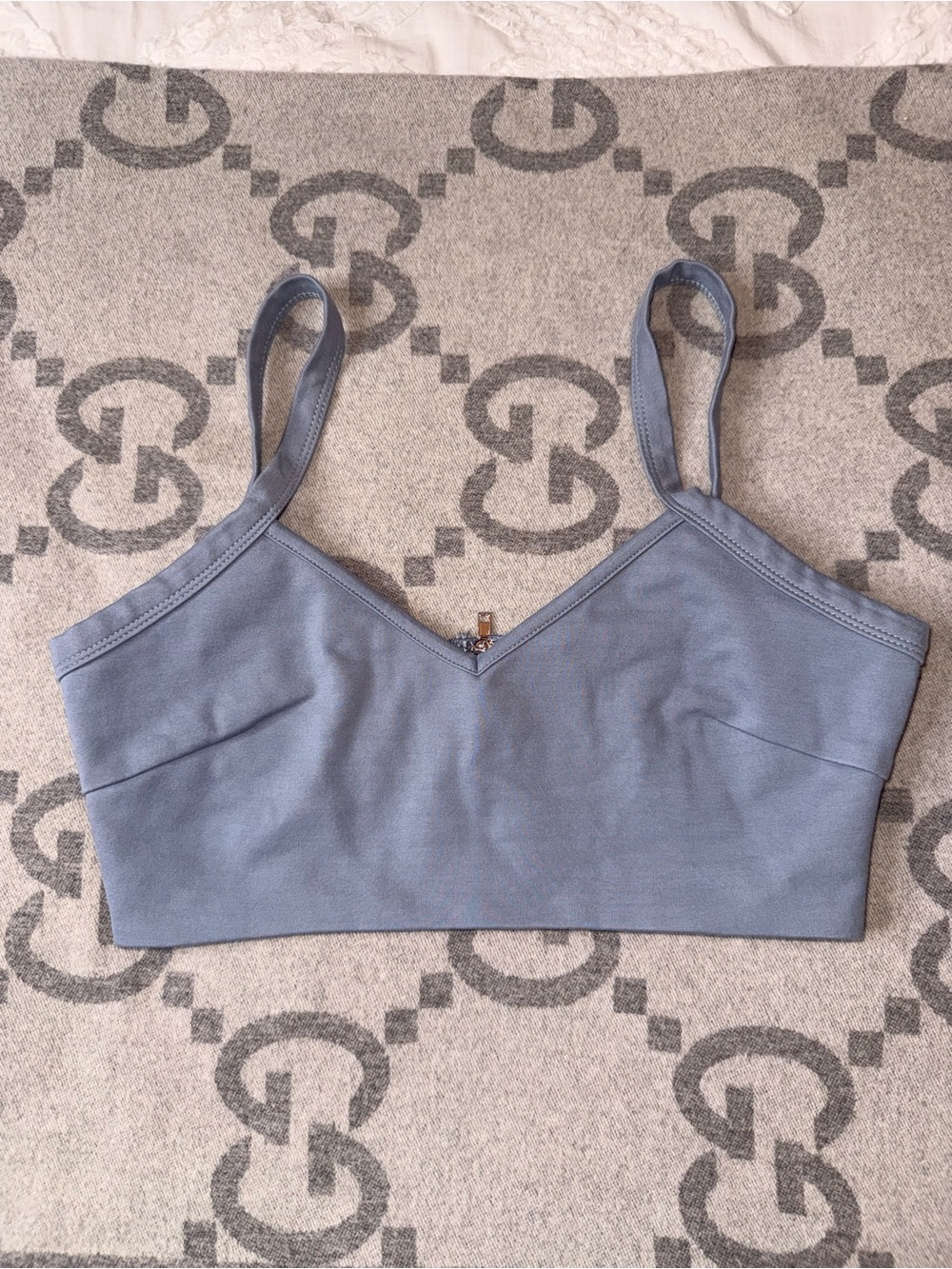 Tiger Mist V-Neck crop in Dusty Blue - Picture 2 of 8